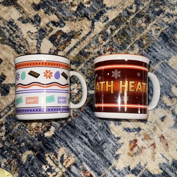 2 Mugs Hershey’s Milk Chocolate Easter/Heath English Toffee Chocolate Bar Cups - Picture 1 of 12